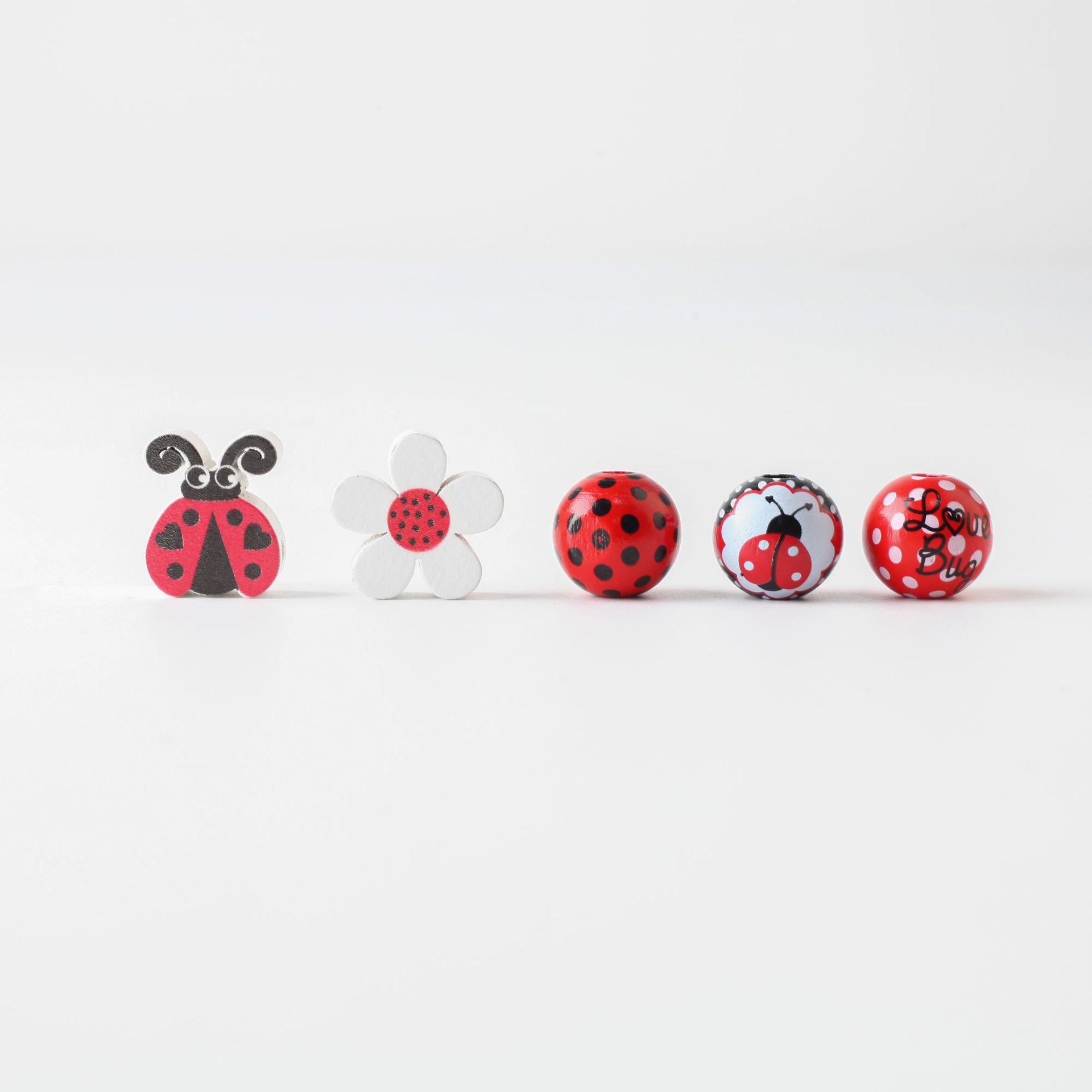DJ source factory seven star ladybird wood beads combination hemp rope tassel wood beads DIY accessories 2023.8 New