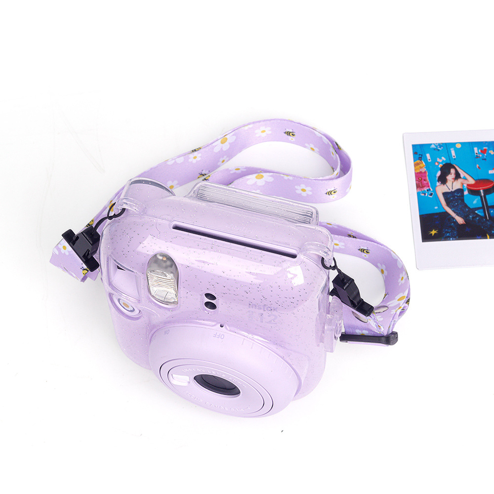 For Polaroid mini12 Photo Bag Glitter Crystal Case Storage Scratch-resistant Transparent Protective Case with Rope PC Case