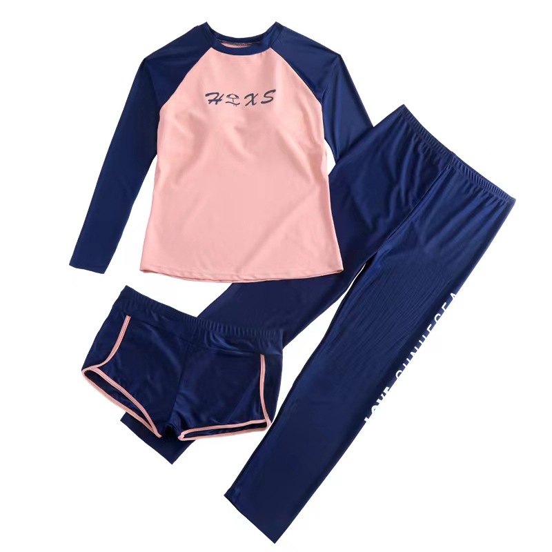 Surfing suit 2023 new swimsuit women's split three-piece set conservative student long-sleeved trousers sports hot spring swimsuit
