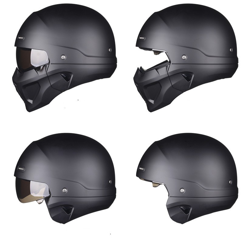Cross-border Samurai Black Scorpion Helmet Male Harley Retro Combination Helmet Half Helmet Four Seasons Electric Car Helmet