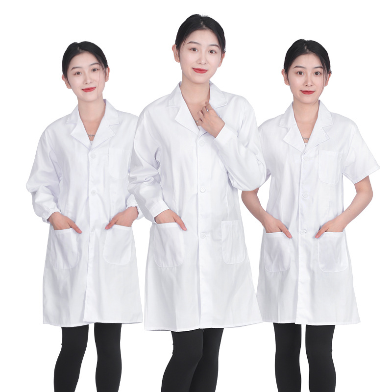 Long-sleeved white coat LOGO student laboratory pharmacy doctor beauty men and women White coat lab coat manufacturers