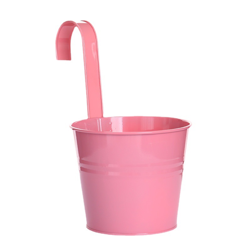 Color Flower Bucket Iron Hanging Bucket Green Plant Flower Container Hanging Flower Pot Personality Hanging Bucket Home Balcony Hanging