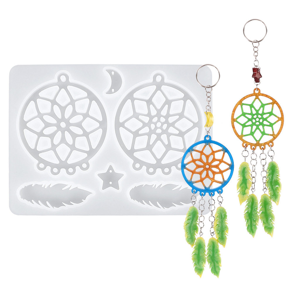diy Crystal Glue Dropping Resin Mould Dream Catcher Wall Decoration Waist Tag Keychain Mirror Silicone Mould