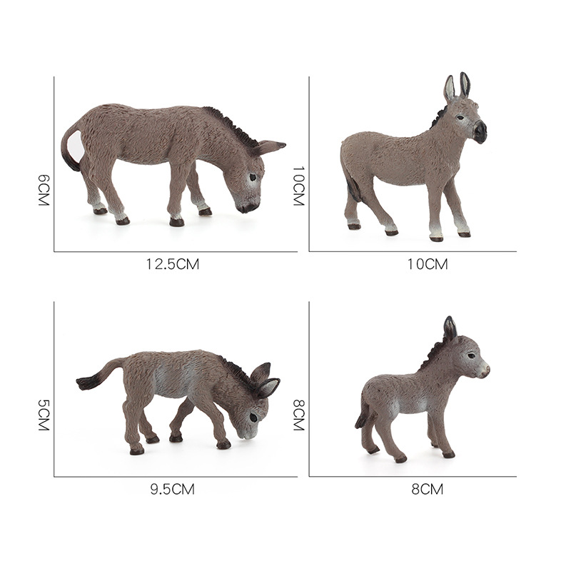 跨境仿真农场家禽家畜动物毛驴子模型实心驴崽二驴静态桌面手办