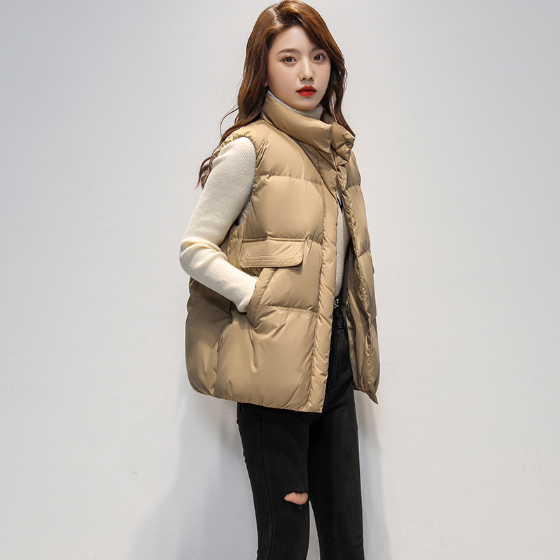 Down Vest Women's Fashionable Spring and Autumn Short White Duck Down Vest Women's Jacket Waistcoat Down Jacket Wholesale