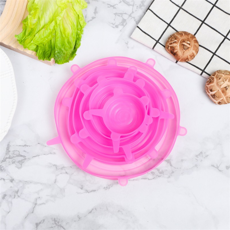Food Grade Stretchable Preservation Lid Household Sealed Lid Kitchen Silicone Anti-overflow Round Six-piece Preservation Film Creative