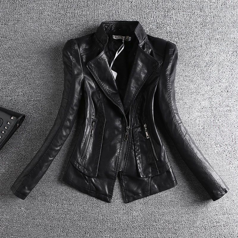 Winter leather jacket for women, short, cotton, thickened, warm, western style, real fur collar pu leather jacket