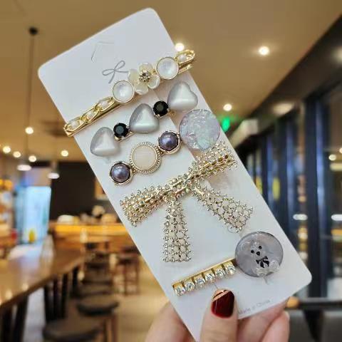 Nouvelle épingle à cheveux en perles de strass, petite frange fraîche, clip latéral, accessoires pour cheveux, couvre-chef pour femmes célèbres sur Internet, épingle à cheveux cassée, bijoux_voghion.com