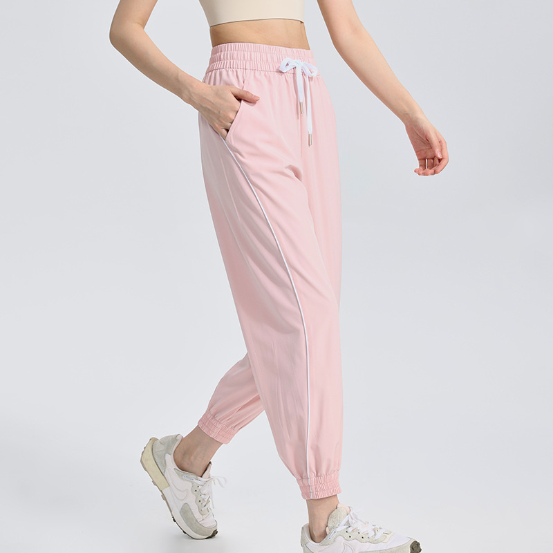 New sports trousers women's loose casual slimming breathable fitness pants drawstring ankle-tied running quick-drying yoga trousers