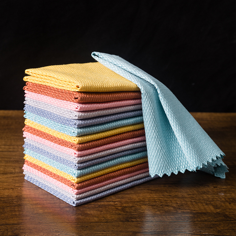 Wipe Glass Cleaning Cloth Fish Scale Cleaning Cloth No Traceless No Water Stain Water Absorption Not Easy to Rub Kitchen Wipe Table Mirror Towel