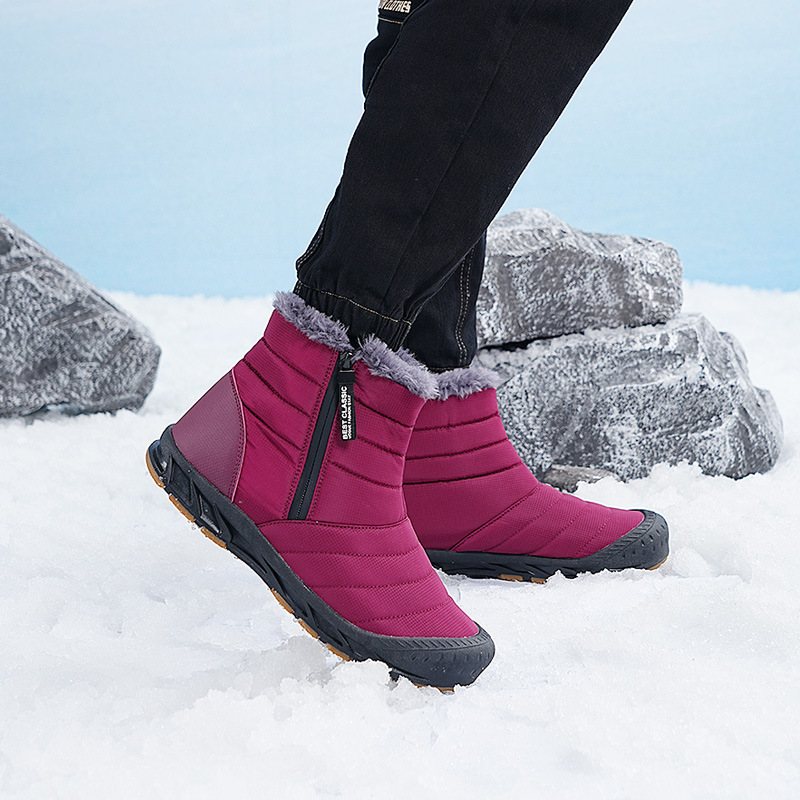 Winter Amazon popular men's fleece-lined warm snow boots plus size couple's cotton-padded shoes zipper high-top shoes men's wholesale