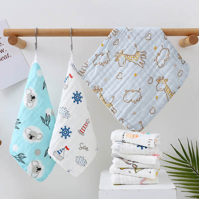 Six-layer gauze square towel children's towel cotton cotton baby baby saliva towel thickened absorbent children's face towel