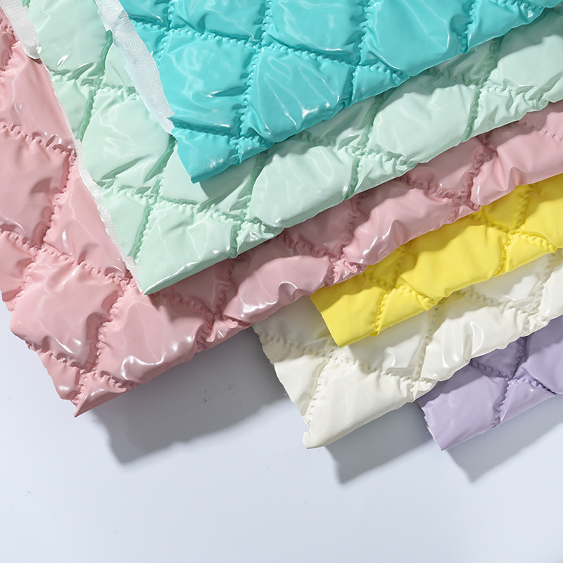 New thickened square Plaid matte Pu imitation quilted ultrasonic embossed laminated cotton composite leather clothing bag leather