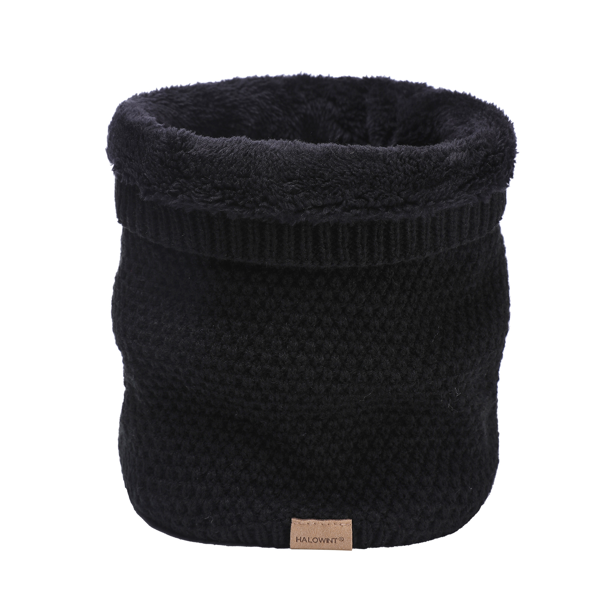 Autumn and winter new plain knitted plus velvet scarf outdoor neck neck protection neck warm collar double thick spot