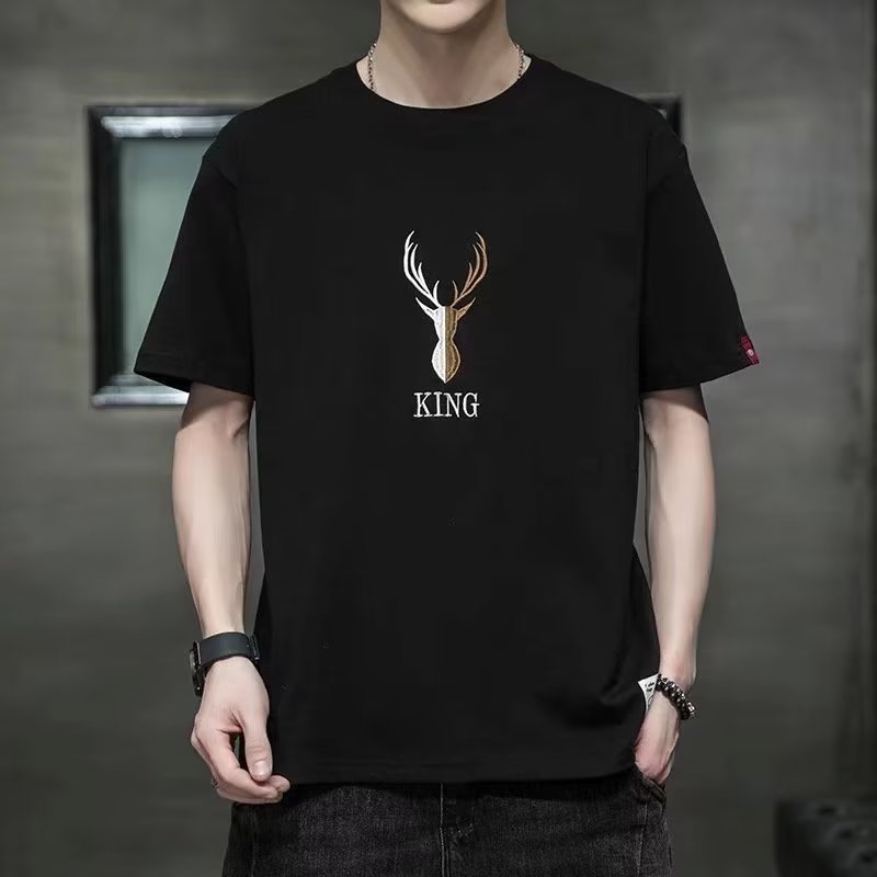 Men's summer fashionable all-match short-sleeved T-shirt gradient clothes cotton loose half-sleeved men's top trendy T-shirt