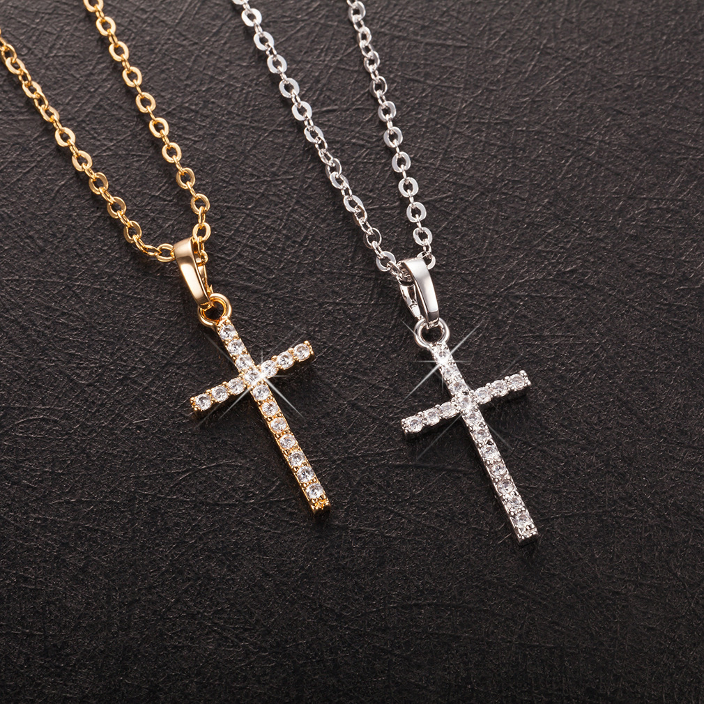 European and American cross-border jewelry cross pendant necklace clavicle chain fashion simple necklace factory wholesale