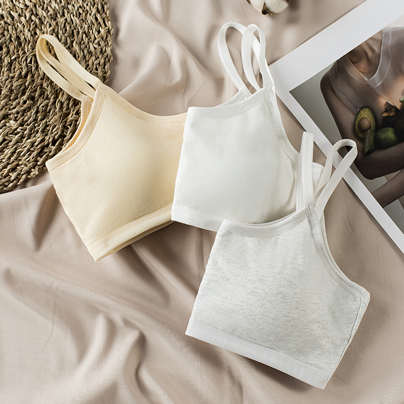 Girls underwear development period without steel ring wrapped chest strap fixed integrated chest pad junior high school students underwear wholesale