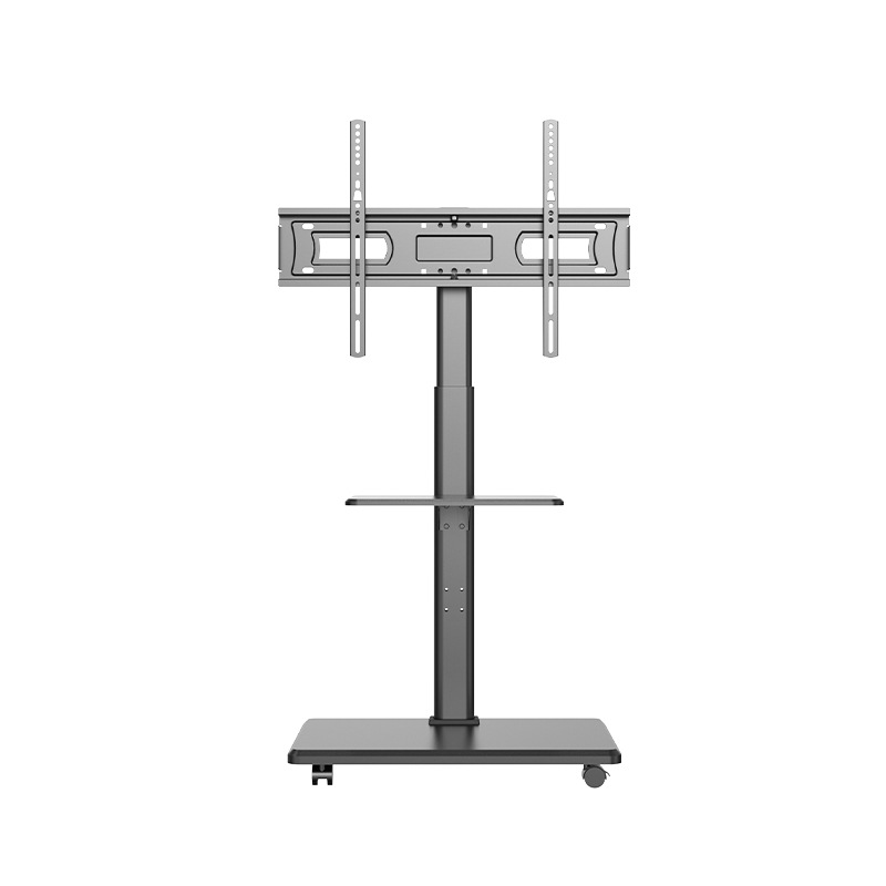 Universal TV floor stand mobile wheeled solid wood art all-in-one trolley rack suitable for 55/65/70 inches