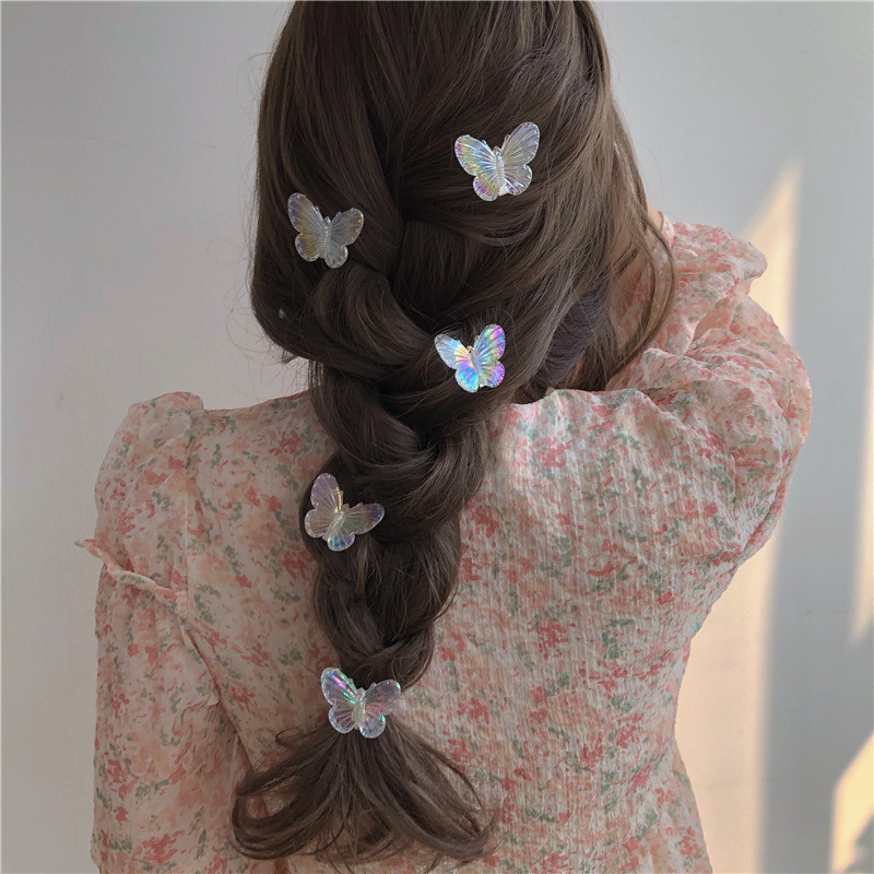超仙オススメ入! 人魚姫色蝶ヘアピン5匹セット甘い少女春新作髪飾り潮|undefined
