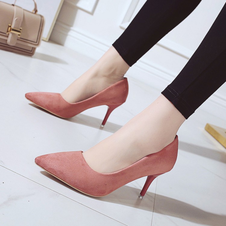 2021 spring pointed thin heel high heel suede shoes Europe and the United States foreign trade large size 44 slim women's shoes manufacturers wholesale