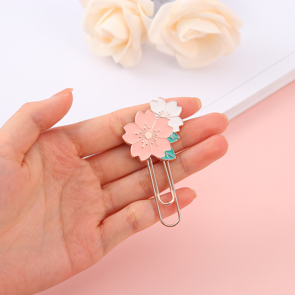 Cute creative beautiful cherry tree bookmark exquisite metal paper clip folder children learning stationery wholesale