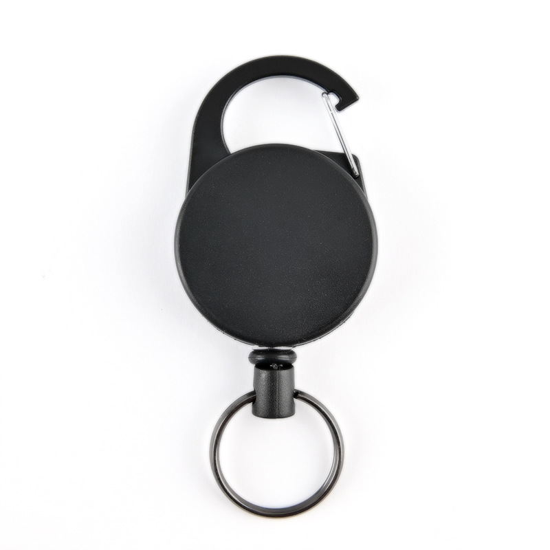 Plastic easy pull buckle 1MM thick stainless steel wire high rebound retractable wire rope metal buckle anti-lost anti-theft keychain