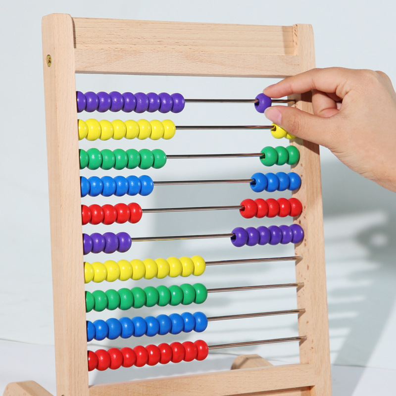Wooden elementary school student math teaching aids ten-speed calculation rack children arithmetic artifact counter Abacus Rack addition and subtraction teaching aids