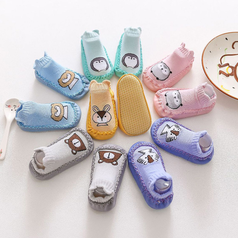 Baby floor socks 0-2 years old children's shoes and socks cartoon non-slip spring and autumn bottom thick short tube boat Socks wholesale
