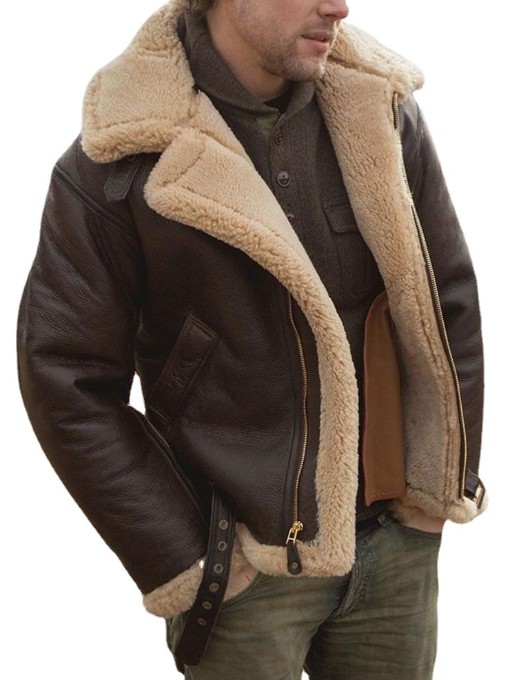 Independent station popular leather and fur men's coat Amazon thickened fur coat wish imitation leather jacket wholesale