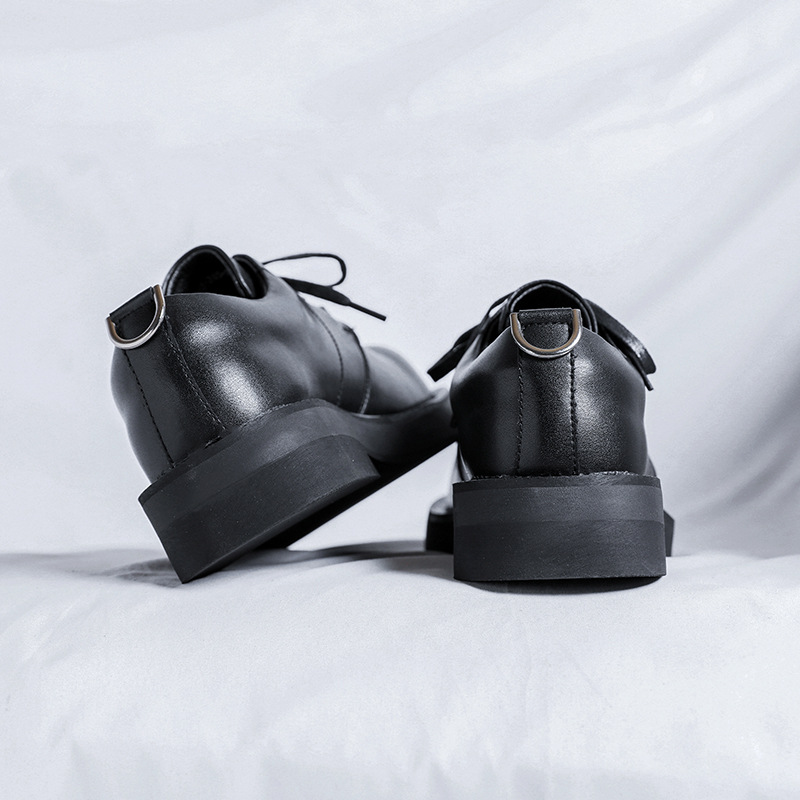 Niche Big Toe Leather Shoes Men's Casual Business Round Toe Derby Shoes 2023 Dark British Style Trend 188188-R