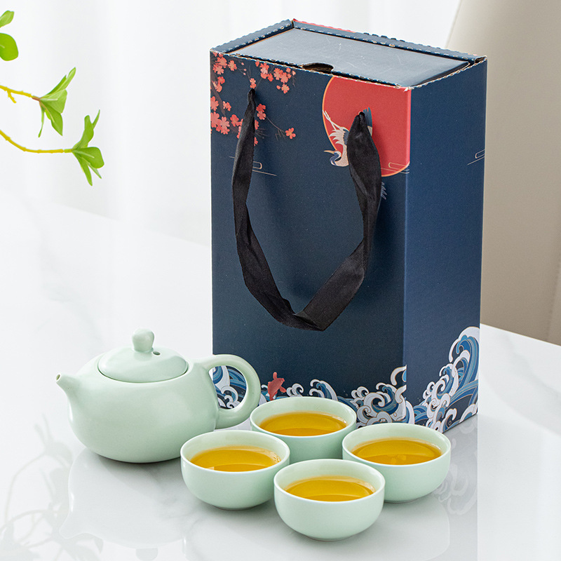國潮茶具套裝西施壺陶瓷功夫茶具一壺四杯公司活動中秋商務伴手禮
