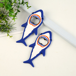 Factory in stock Marine Shark PVC Soft Glue Bottle Opener Creative Beer Soda Silicone Bottle Opener Printable logo