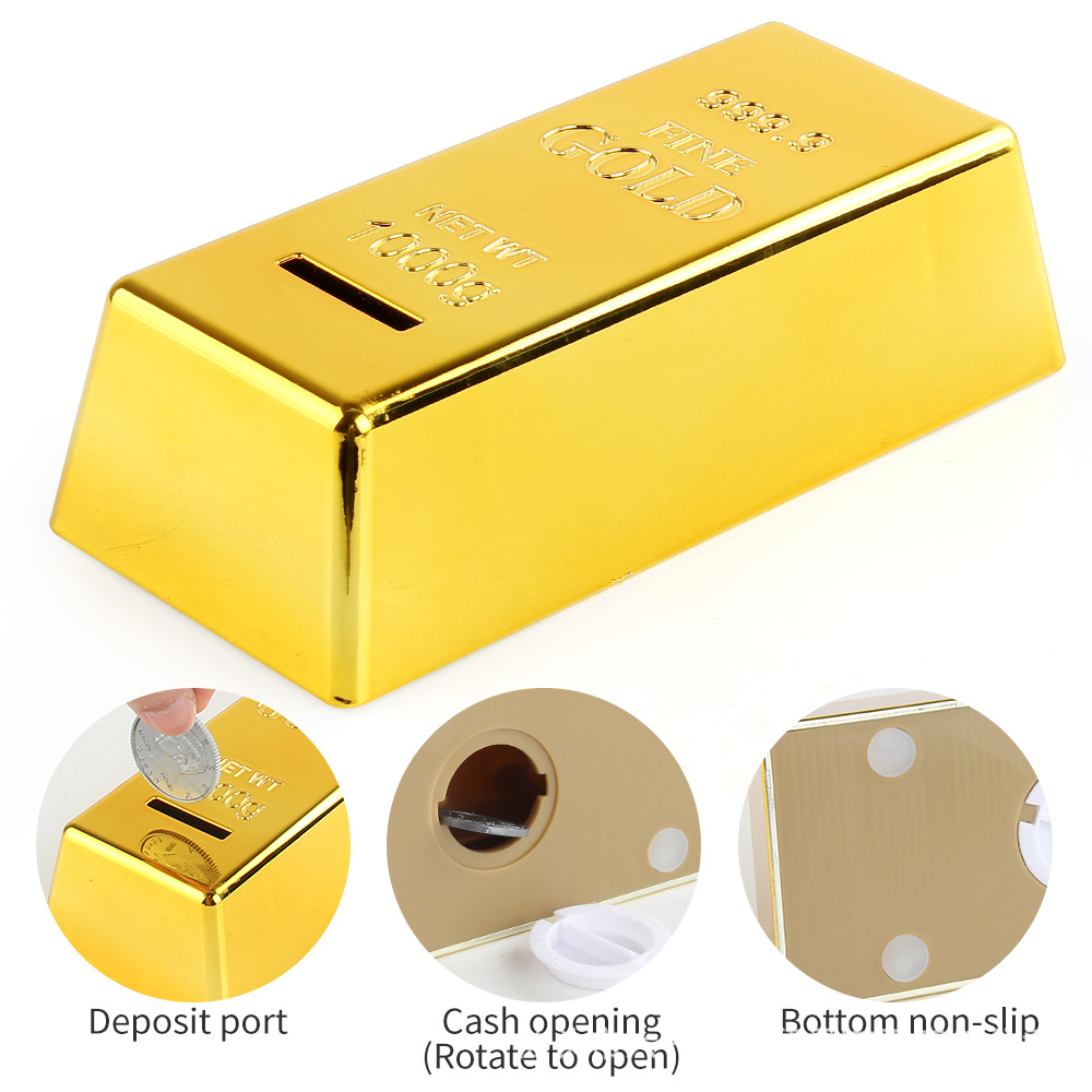 Simulation Creative BRICS Gold Bars Children's Piggy Bank pvc Gift Boxes Plastic Decorative Ornaments Gifts
