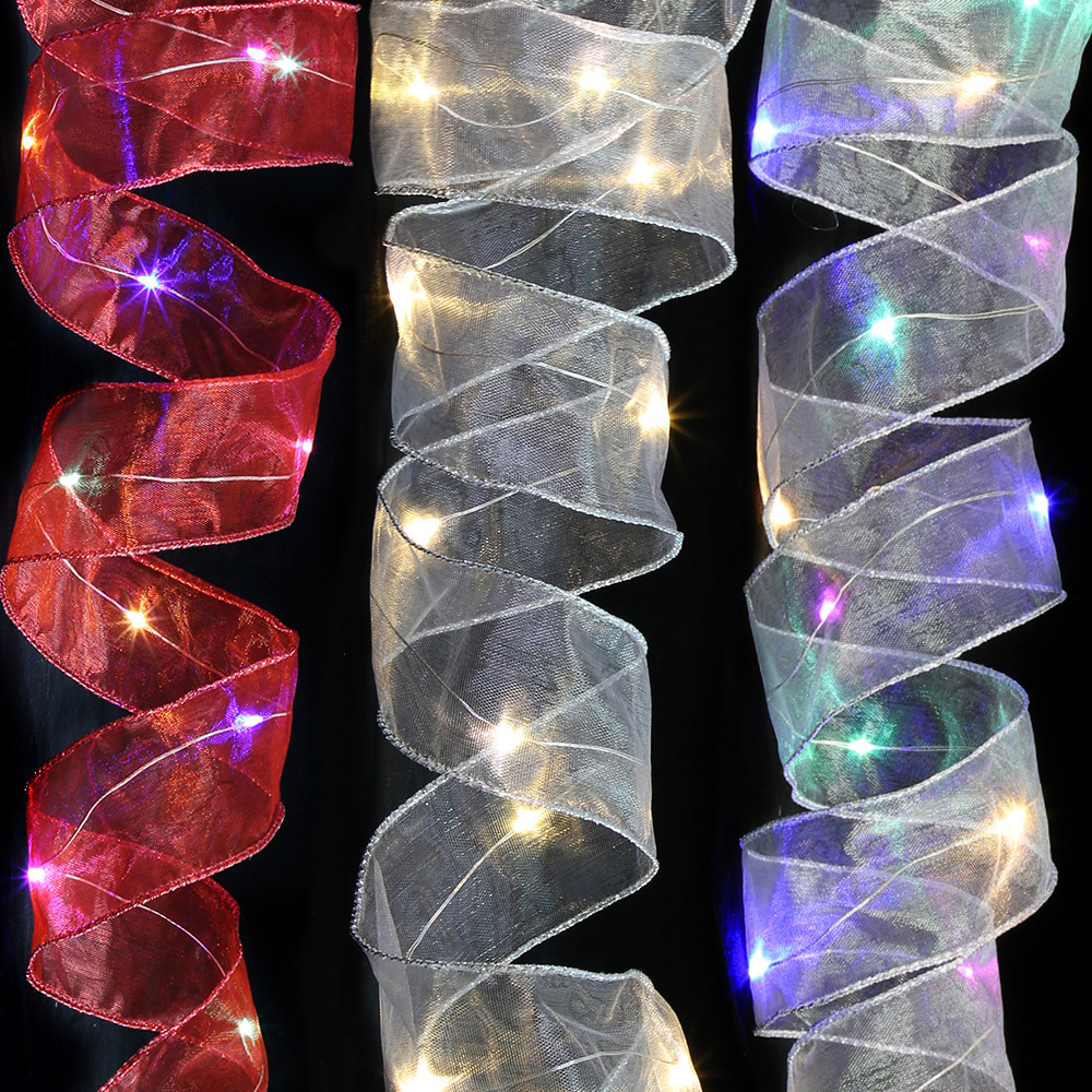 Home & Garden Christmas decoration 3.8cm mesh double layer Christmas ribbon party atmosphere layout ribbon led with light_voghion.com