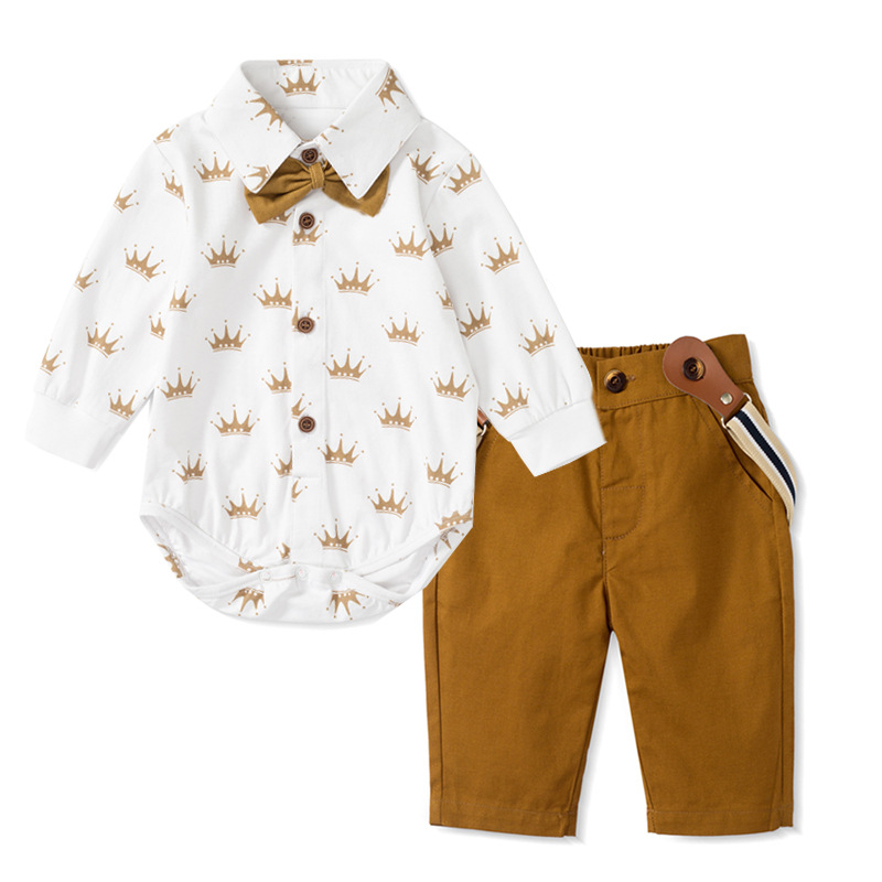 European and American male baby gentleman dress baby spring and autumn new long-sleeved trousers triangle Hay suit