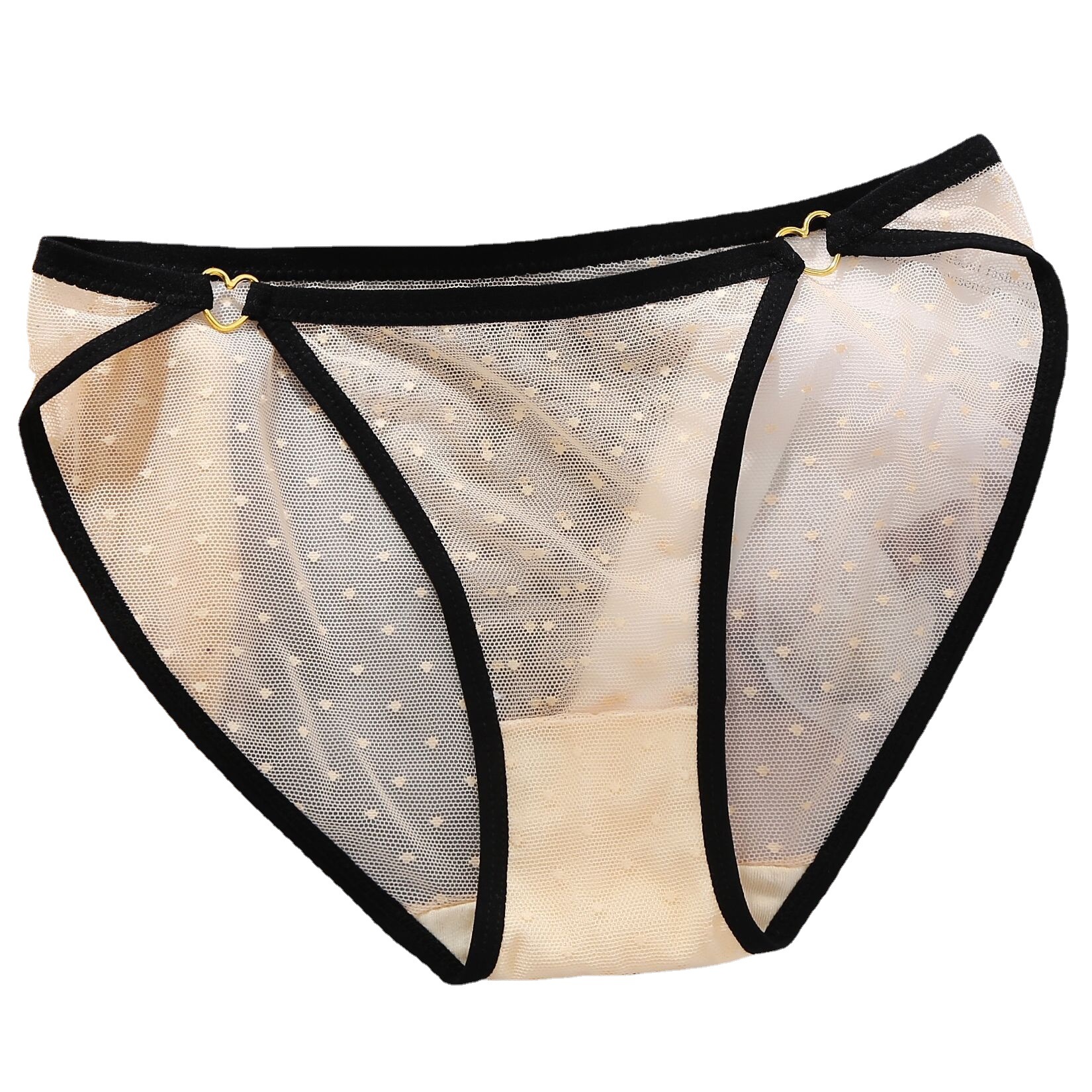 Lace panties, feminine, mid-low-waist, comfortable, seamless mesh, transparent, see-through, hollow, tempting girls' briefs