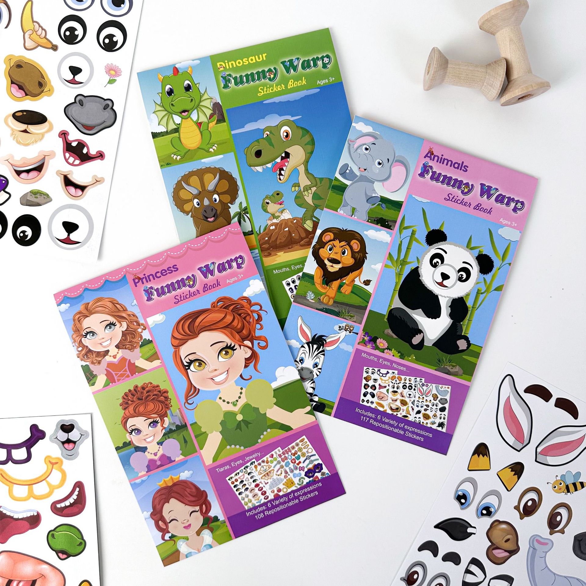 Cross-border Fun diy Children's Sticker Focus Animal Dinosaur Elephant Panda Face-changing Princess Dress-up Sticker Book
