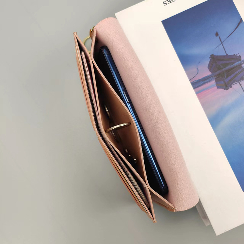 New Portable Women's Long Wallet Women's Hand Wallet Multi-Card Snaps Fashion Mobile Phone Bag Solid Color All-Match_voghion.com