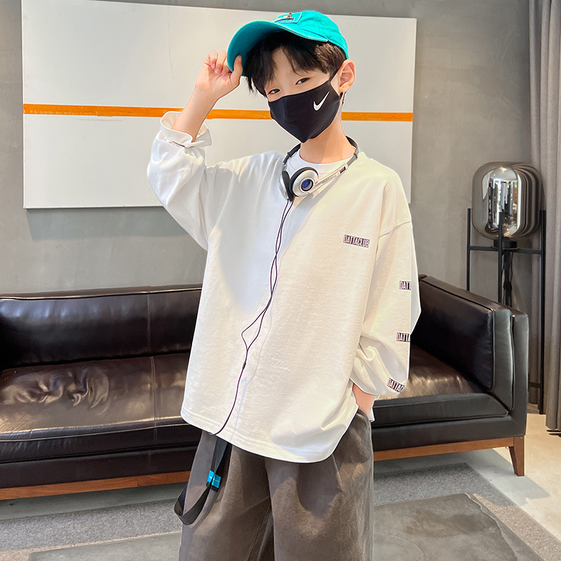 Boys' Long Sleeve T-Shirt Spring and Autumn 2023 New Style Thin Children's Autumn Base Shirt Fried Street Big Boy's Top Autumn