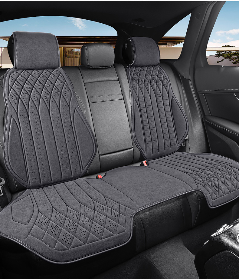 Cojín de asiento de automóvil de una pieza, alfombrilla para asiento individual, cojín universal para asiento trasero de automóvil Four Seasons, alfombrilla para automóvil con patrón de diamantes y ventilación_voghion.com