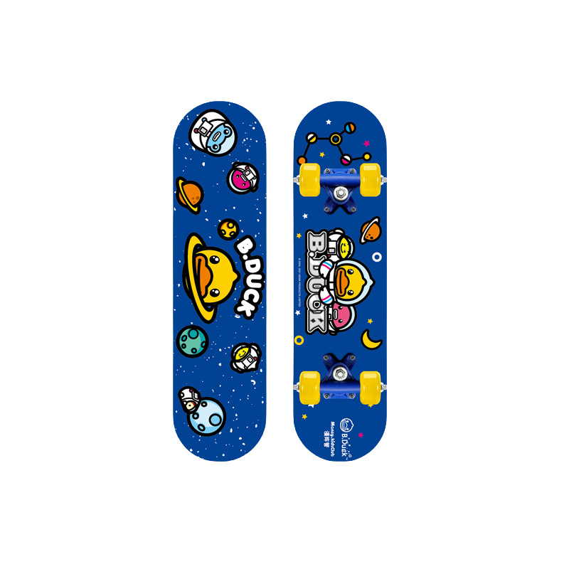 B.Dcuk little yellow duck children's skateboard 3-6-12 years old beginner 8 double warped four-wheel 15 male entry scooter female
