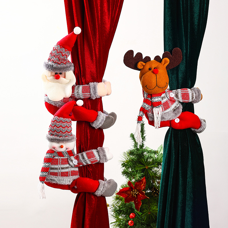 New Christmas decoration home curtain buckle Santa Claus holding buckle holiday window decoration door curtain hanging decoration gift