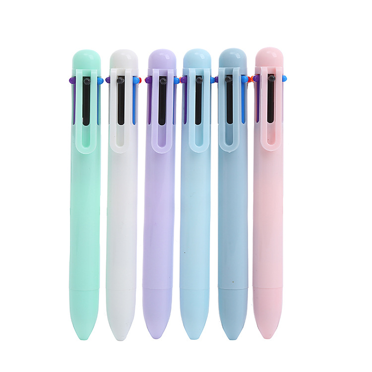 ins high-looking Macaron 6-color ballpoint pen cute student stationery push pen girl heart color journal pen