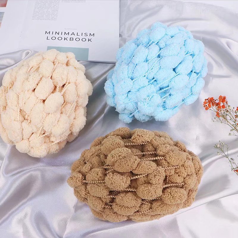 Big ball ball coarse wool round thread loop crochet sofa cushion carpet cushion handmade diy woven material bag