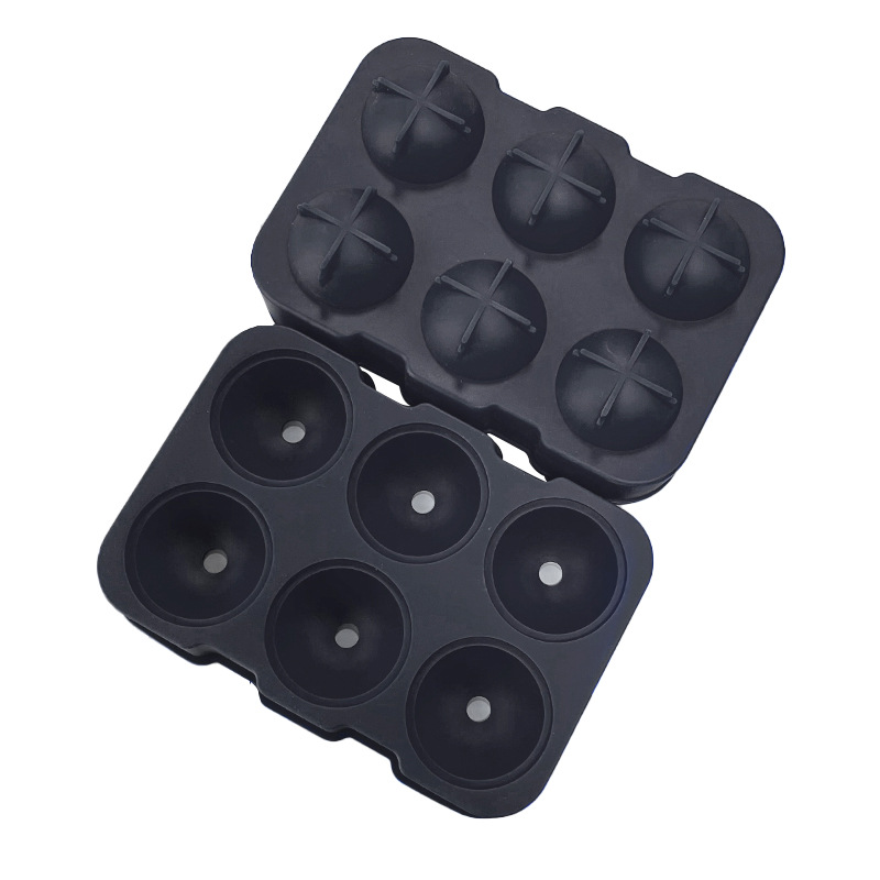 Factory wholesale black silicone ice cube ice hockey mold with lid ice box FDA cross border food grade silicone ice cube