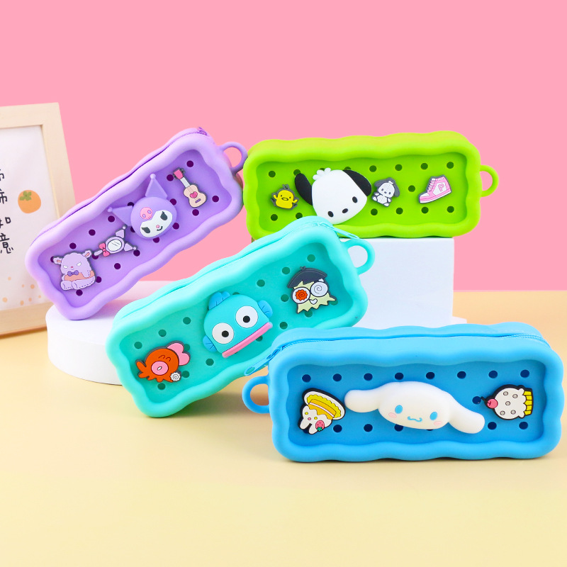 DIY Cute Silicone Cave Pencil Bag Student Large Capacity Stationery Bag Pencil Bag Simple Stationery Storage Silicone Bag
