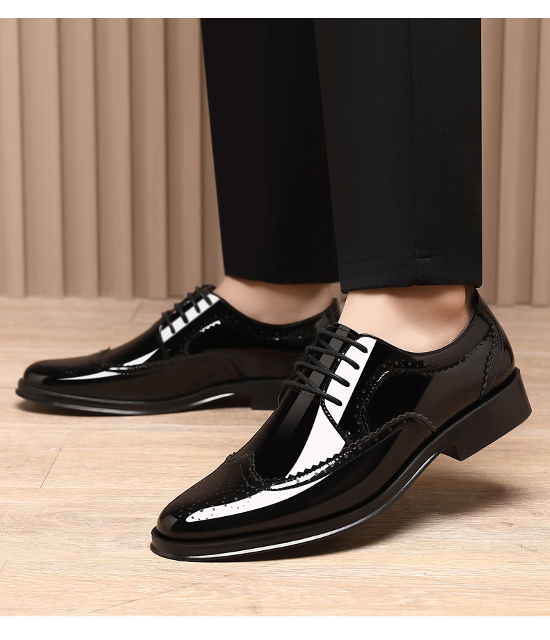 Spring New Bullock Carved Leather Shoes Patent Leather Gloss British Large Size Leather Shoes Studio Model Shoes for Groom Shoes_voghion.com