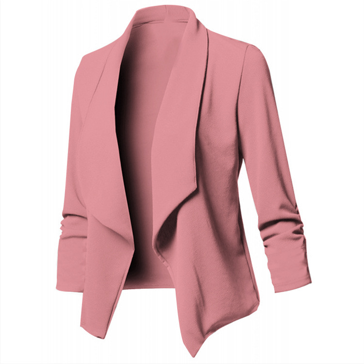 2023 Amazon independent station hot sale slim-fit long-sleeved rubber band solid color all-match collar lapel small suit jacket