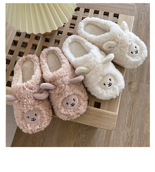 Cotton Slippers Women's Cute Cartoon Girly Heart Winter Indoor Home Soft Bottom Plush Couple Dormitory Cotton Slippers Men's Winter