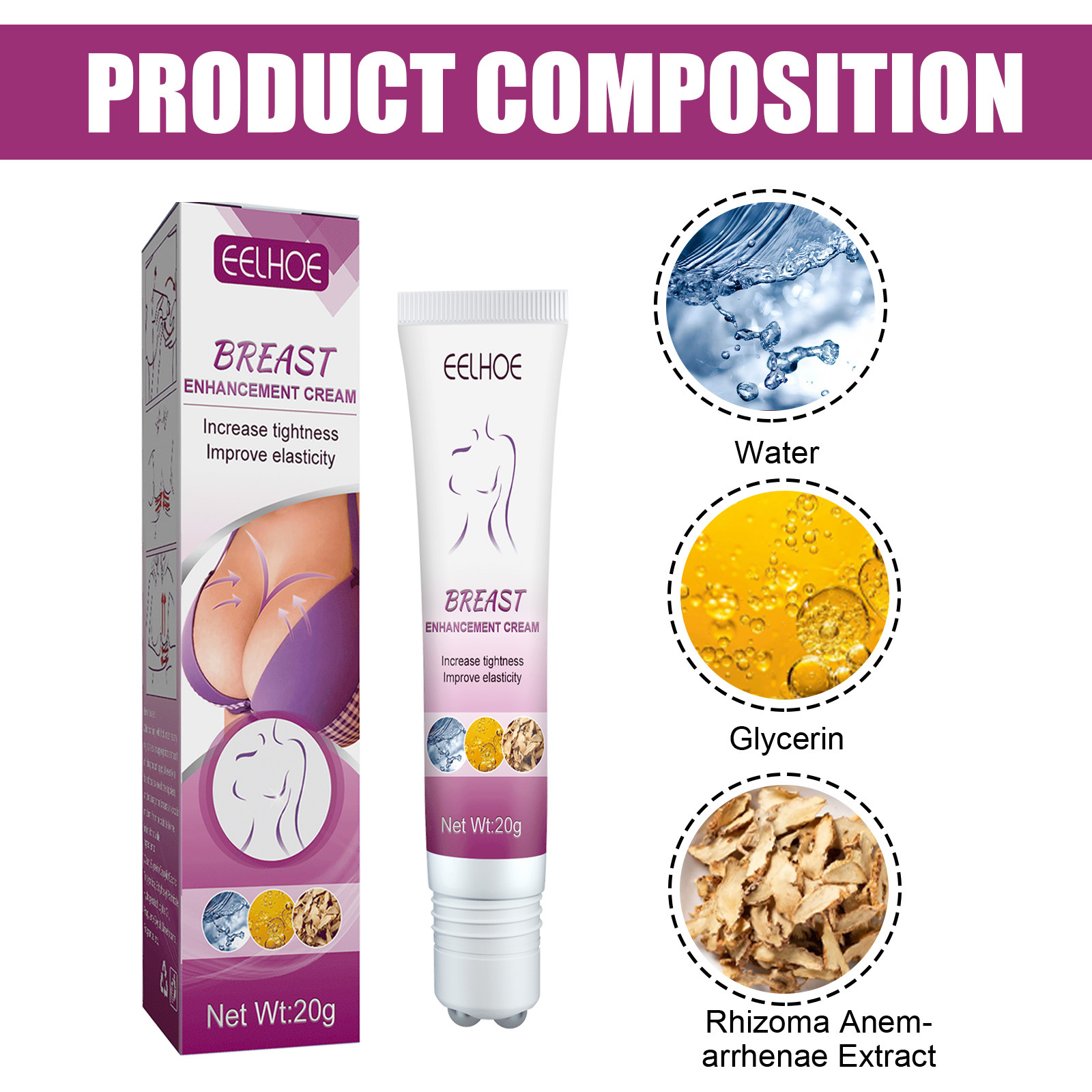 EELHOE Ball Breast Beauty Cream Breast Massage Care Daily Tighten and Moisturize Skin Care Breast Beauty Cream